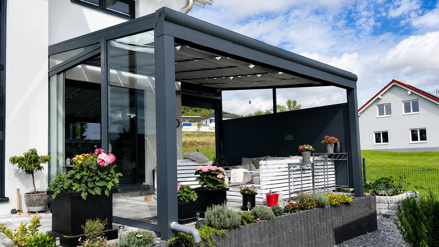 Moderne Terrassenüberdachung